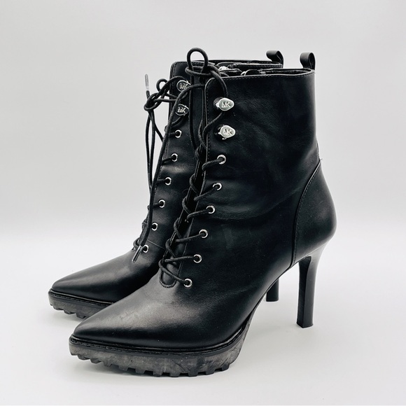 Michael Kors Kyle Lace Up Ankle Bootie Leather Black Size 6M Brand New - Picture 6 of 12